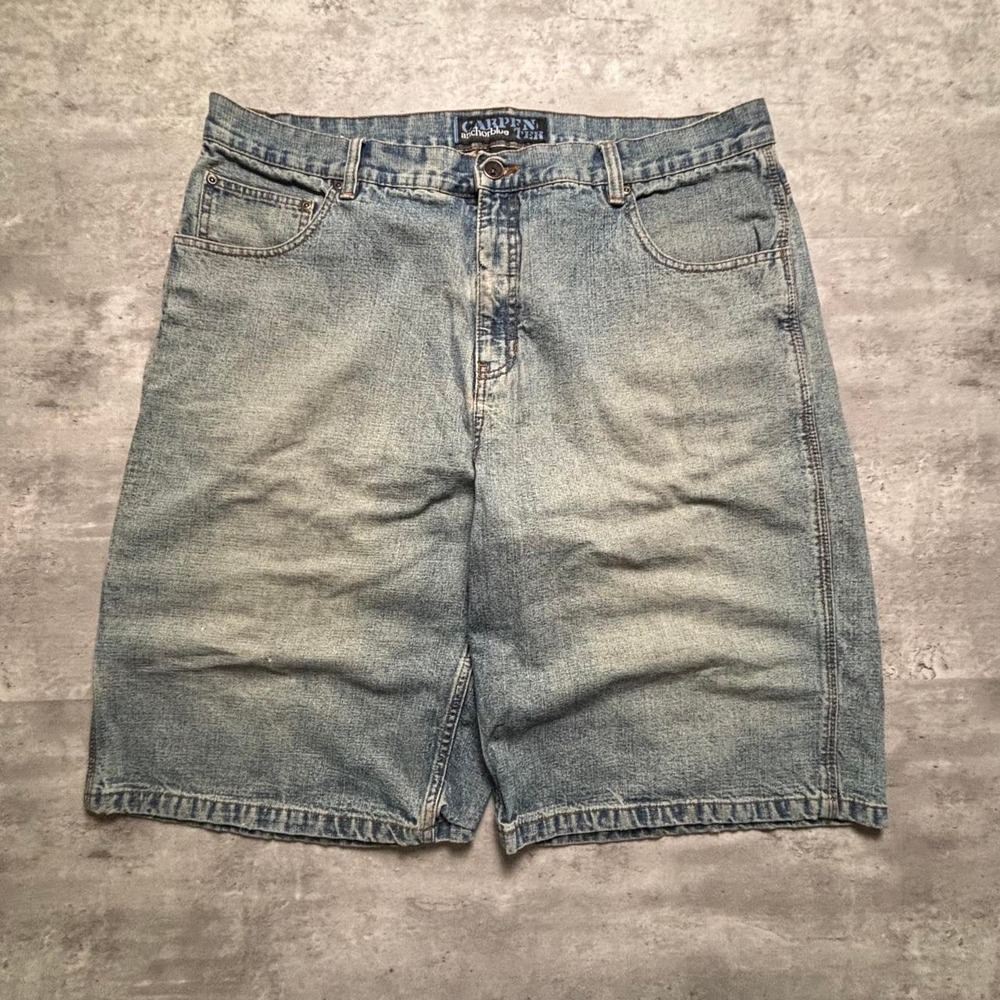 Anchor Blue Carpenter Jorts Mens 38 Blue Y2K Faded Baggy Denim Shorts